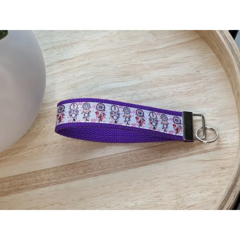 Dream Catcher Keychain Wristlet Handmade Feather Fabric FOB Gift Present‎ Boho
